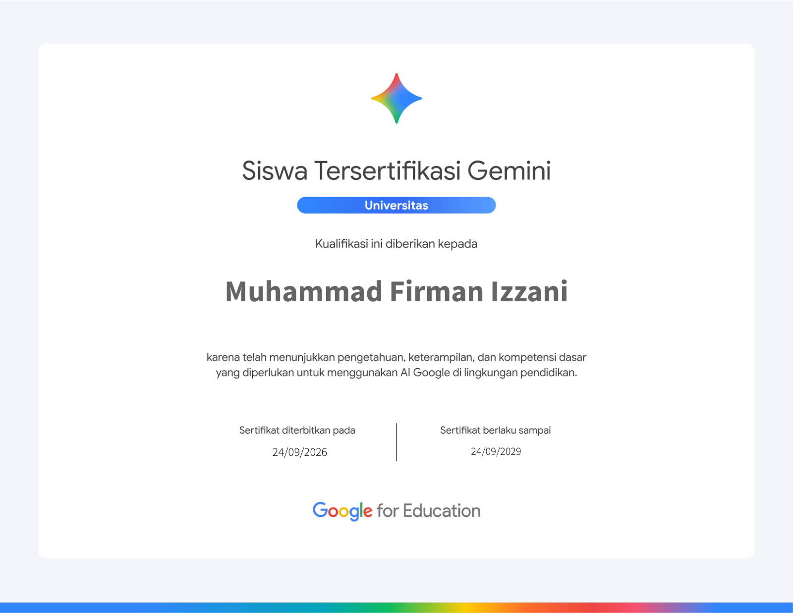 Certificate Gemini